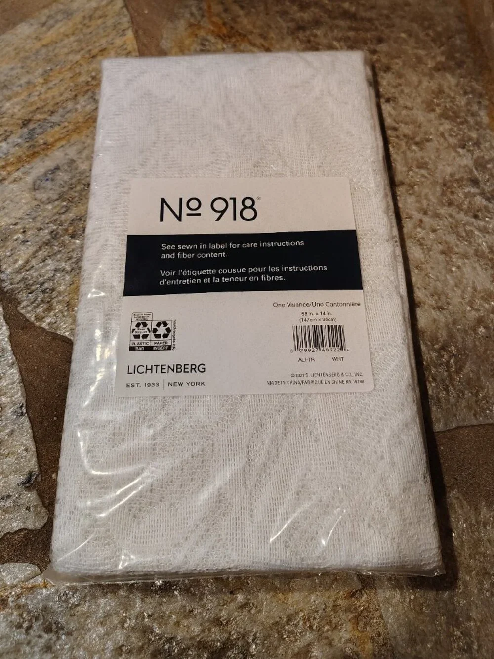 No 918 Lichtenberg White Lace Valance NIP Brand New 58